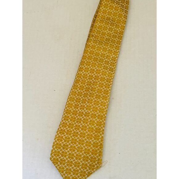 COACH Logo Design 100% Silk Yellow Gold Necktie Tie- Made in Italy - Picture 4 of 10
